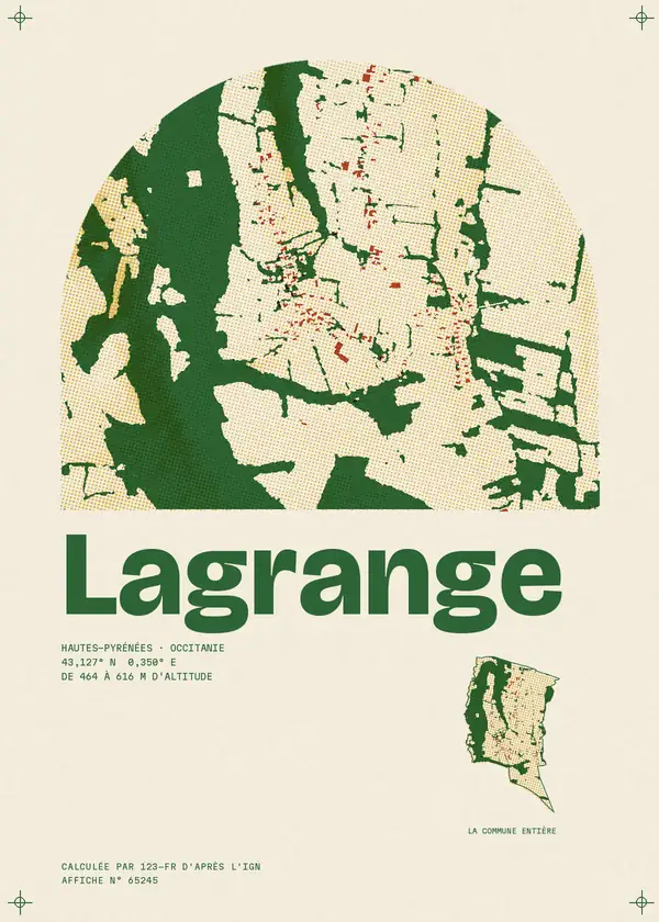 Affiche de Lagrange, calculée par 123-fr d'après l'IGN