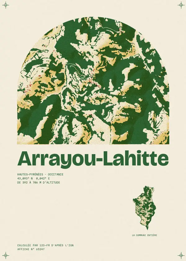 Affiche de Arrayou-Lahitte, calculée par 123-fr d'après l'IGN
