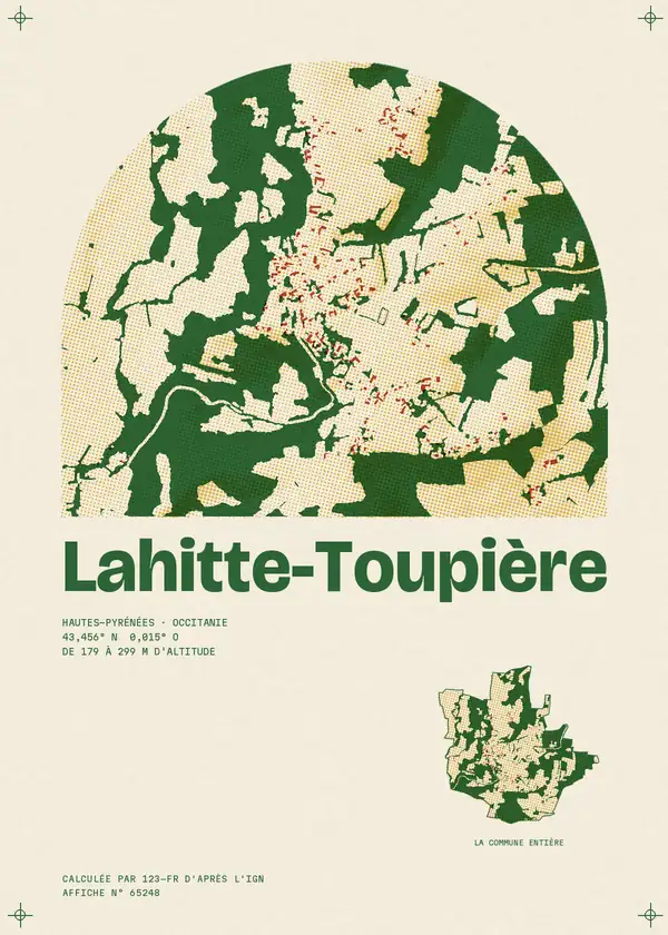 Affiche de Lahitte-Toupière, calculée par 123-fr d'après l'IGN