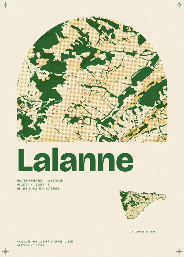 Affiche de Lalanne, calculée par 123-fr d'après l'IGN