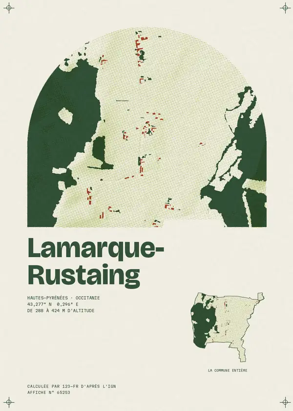 Affiche de Lamarque-Rustaing, calculée par 123-fr d'après l'IGN
