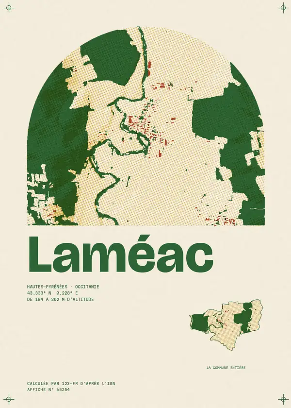 Affiche de Laméac, calculée par 123-fr d'après l'IGN