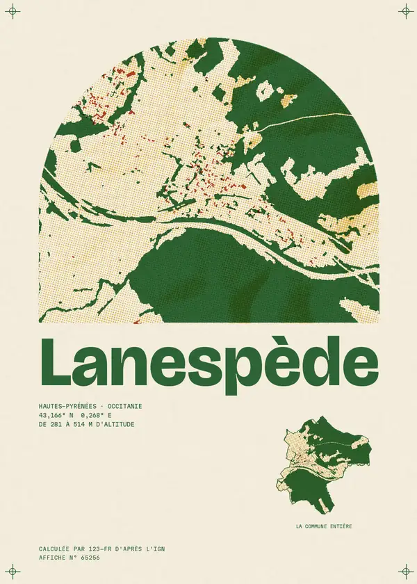 Affiche de Lanespède, calculée par 123-fr d'après l'IGN