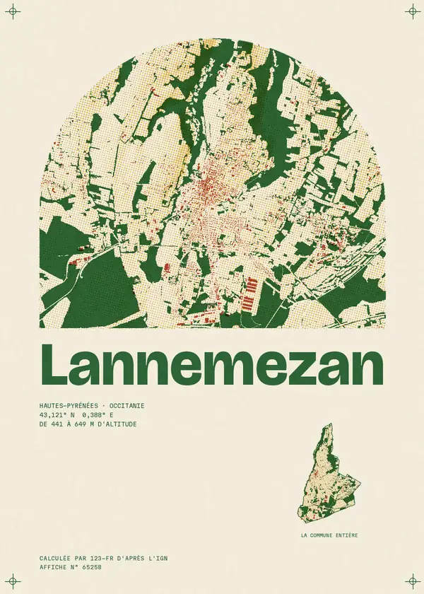 Affiche de Lannemezan, calculée par 123-fr d'après l'IGN