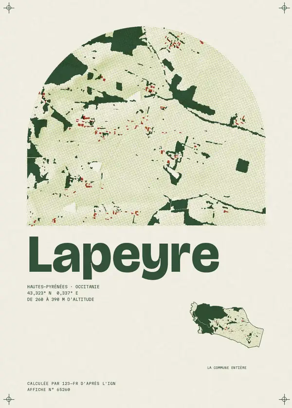 Affiche de Lapeyre, calculée par 123-fr d'après l'IGN