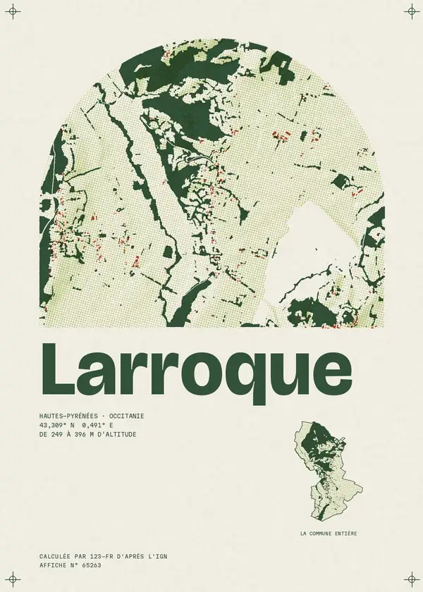 Affiche de Larroque, calculée par 123-fr d'après l'IGN