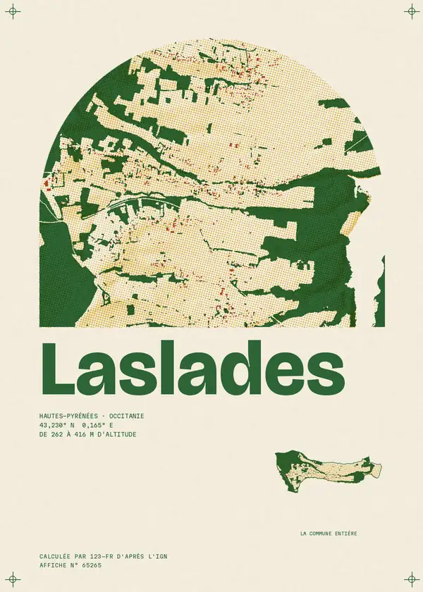 Affiche de Laslades, calculée par 123-fr d'après l'IGN