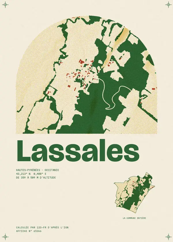Affiche de Lassales, calculée par 123-fr d'après l'IGN