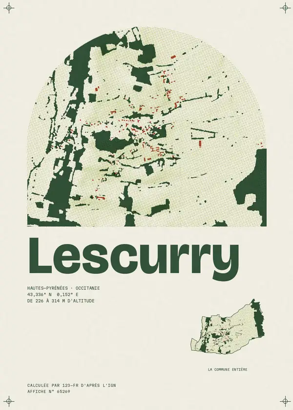 Affiche de Lescurry, calculée par 123-fr d'après l'IGN