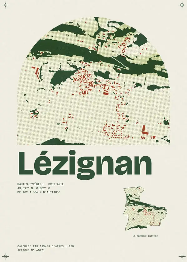 Affiche de Lézignan, calculée par 123-fr d'après l'IGN