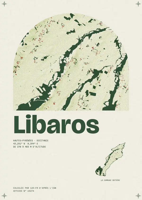 Affiche de Libaros, calculée par 123-fr d'après l'IGN