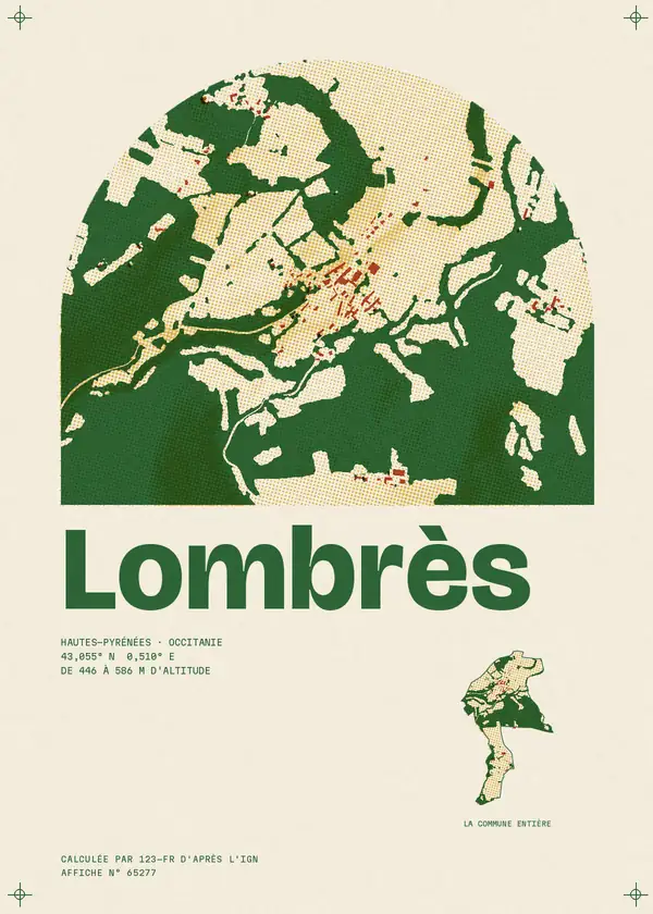 Affiche de Lombrès, calculée par 123-fr d'après l'IGN