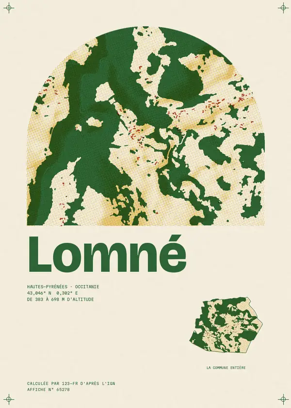 Affiche de Lomné, calculée par 123-fr d'après l'IGN