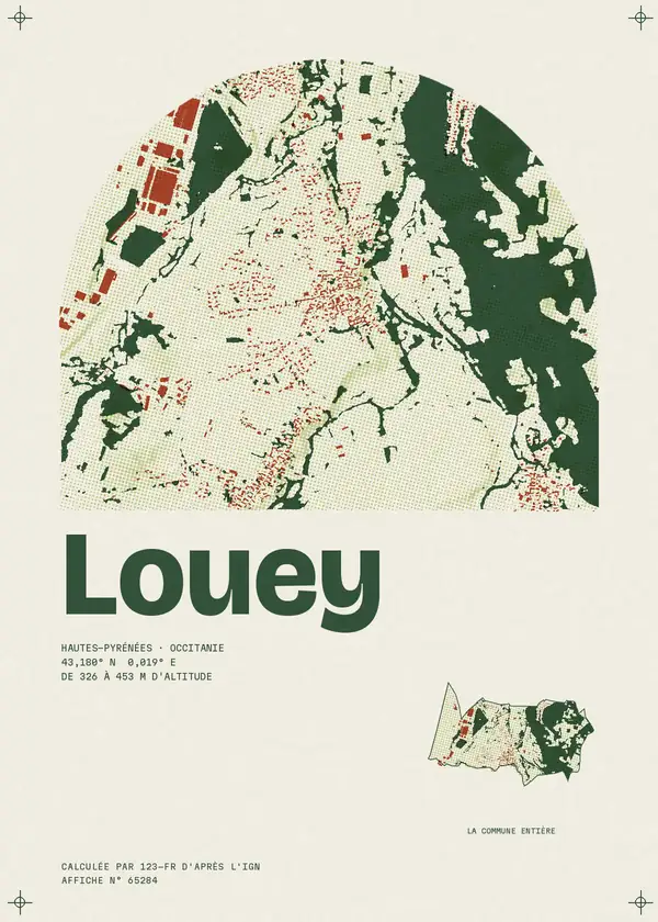 Affiche de Louey, calculée par 123-fr d'après l'IGN
