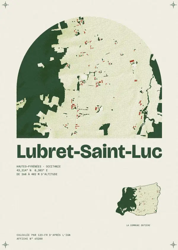 Affiche de Lubret-Saint-Luc, calculée par 123-fr d'après l'IGN