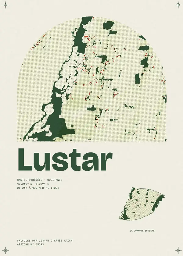 Affiche de Lustar, calculée par 123-fr d'après l'IGN