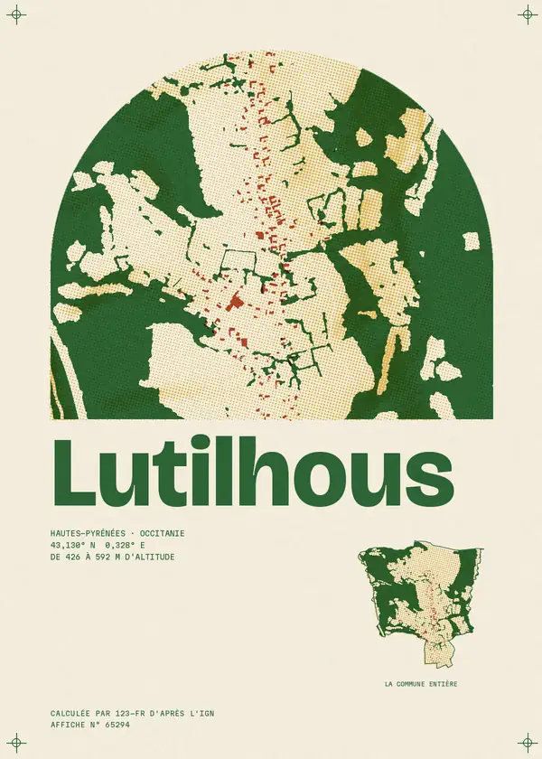 Affiche de Lutilhous, calculée par 123-fr d'après l'IGN