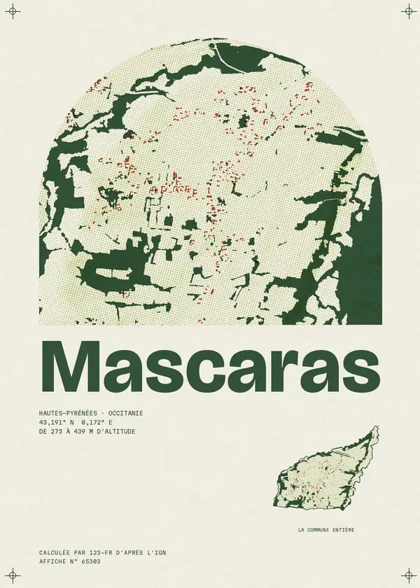 Affiche de Mascaras, calculée par 123-fr d'après l'IGN