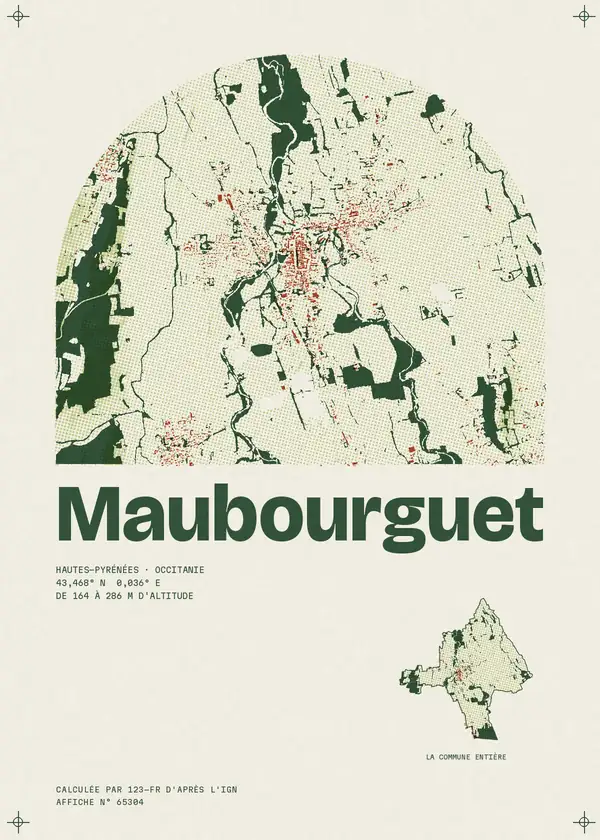 Affiche de Maubourguet, calculée par 123-fr d'après l'IGN
