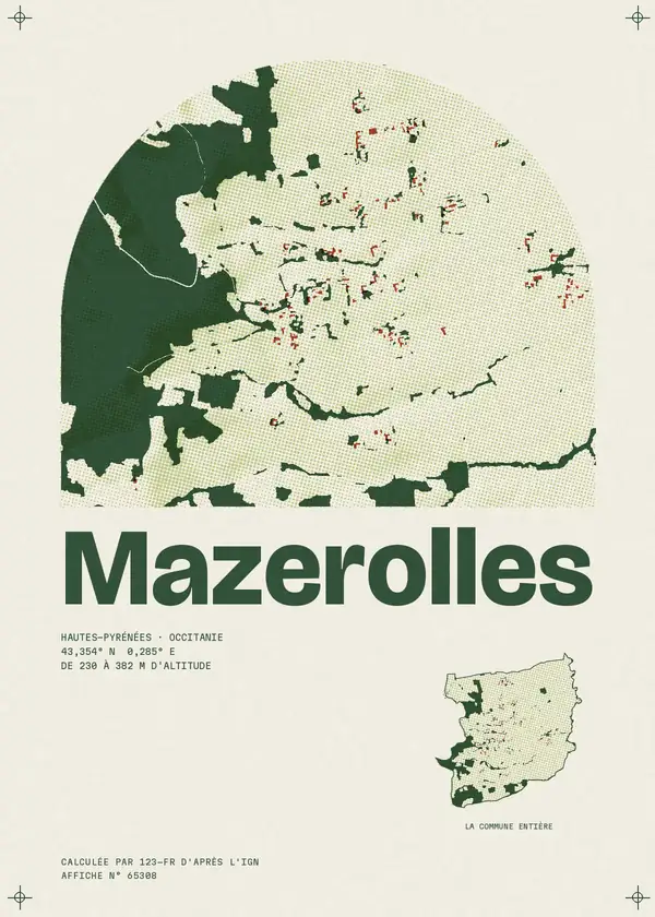 Affiche de Mazerolles, calculée par 123-fr d'après l'IGN