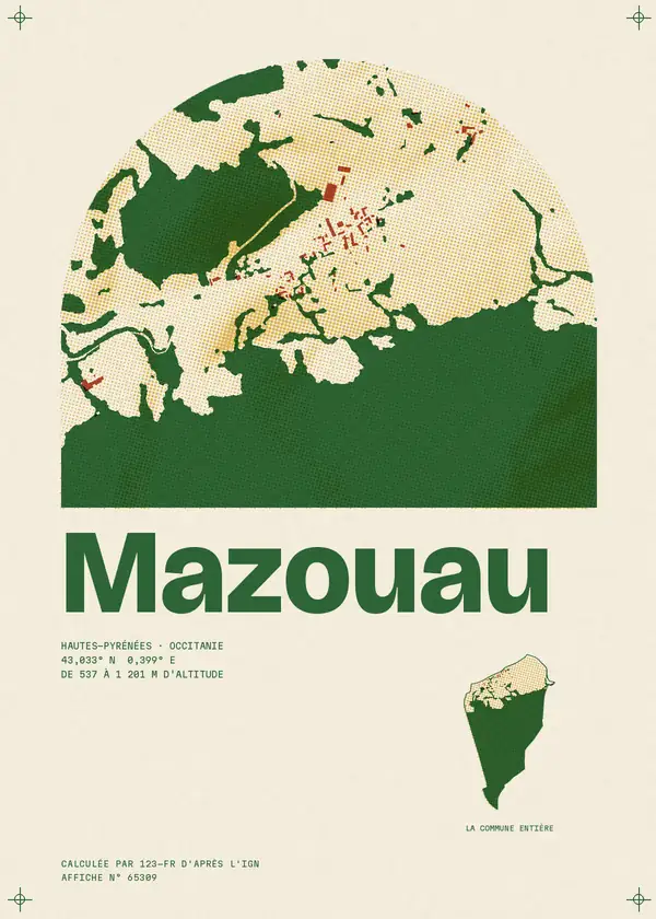 Affiche de Mazouau, calculée par 123-fr d'après l'IGN