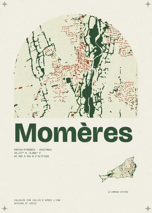 Affiche de Momères, calculée par 123-fr d'après l'IGN