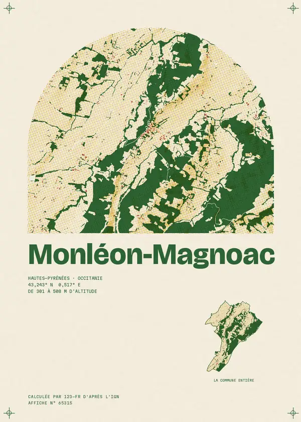 Affiche de Monléon-Magnoac, calculée par 123-fr d'après l'IGN