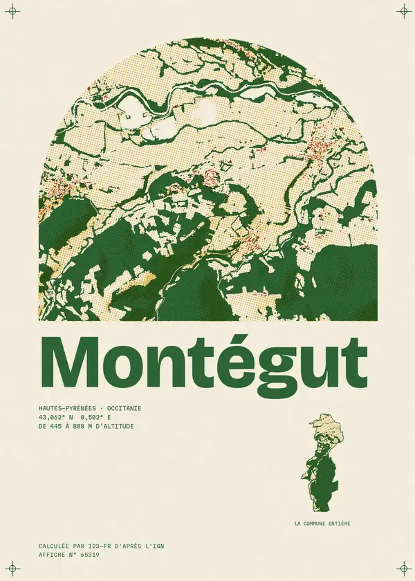 Affiche de Montégut, calculée par 123-fr d'après l'IGN