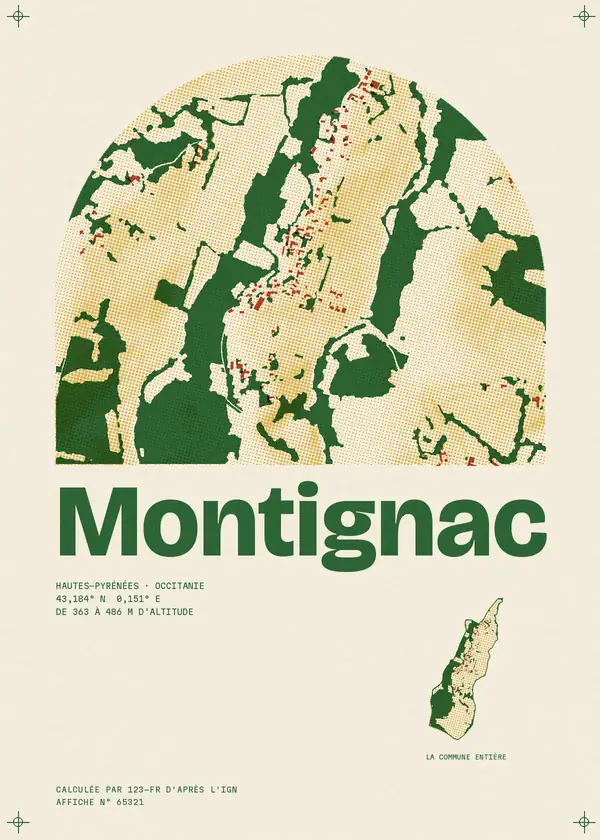 Affiche de Montignac, calculée par 123-fr d'après l'IGN