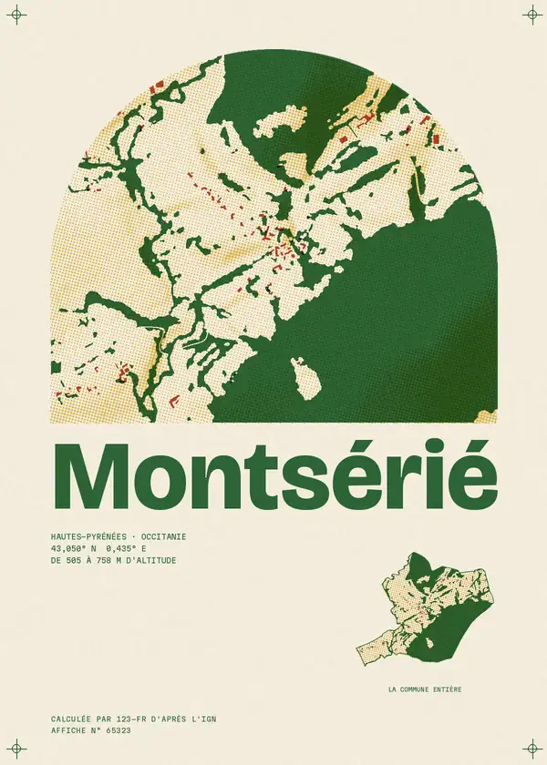 Affiche de Montsérié, calculée par 123-fr d'après l'IGN