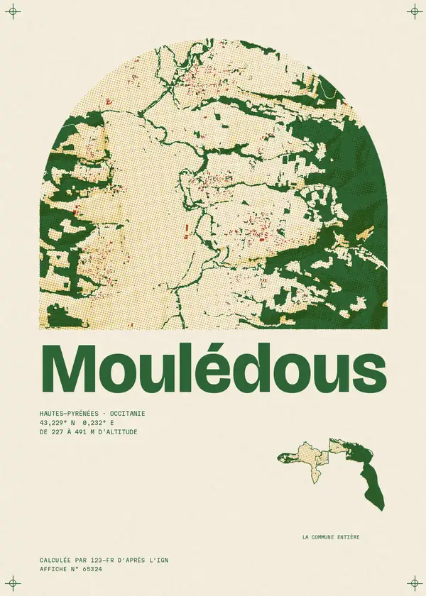 Affiche de Moulédous, calculée par 123-fr d'après l'IGN
