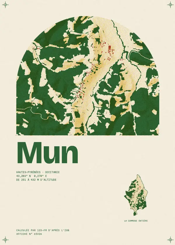 Affiche de Mun, calculée par 123-fr d'après l'IGN