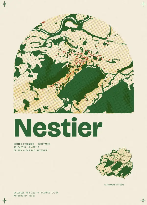 Affiche de Nestier, calculée par 123-fr d'après l'IGN