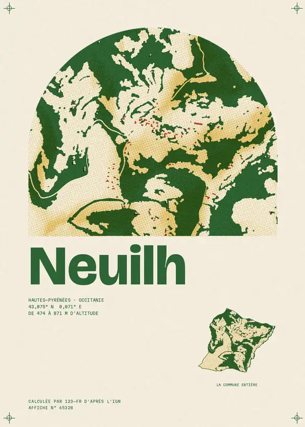 Affiche de Neuilh, calculée par 123-fr d'après l'IGN