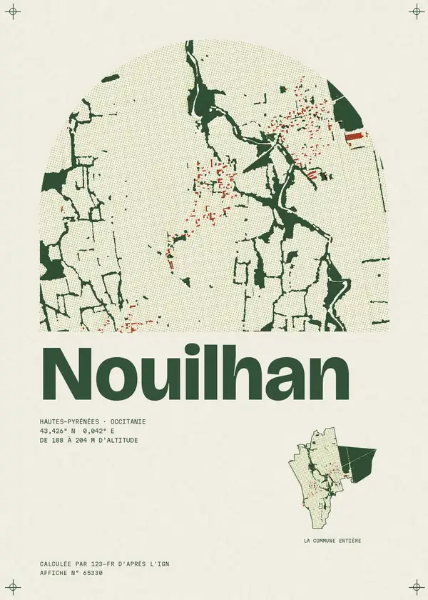 Affiche de Nouilhan, calculée par 123-fr d'après l'IGN
