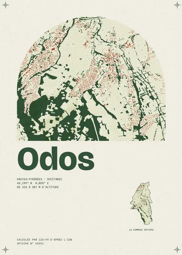Affiche de Odos, calculée par 123-fr d'après l'IGN