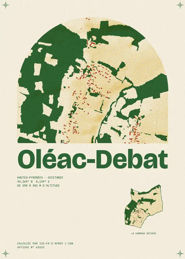 Affiche de Oléac-Debat, calculée par 123-fr d'après l'IGN