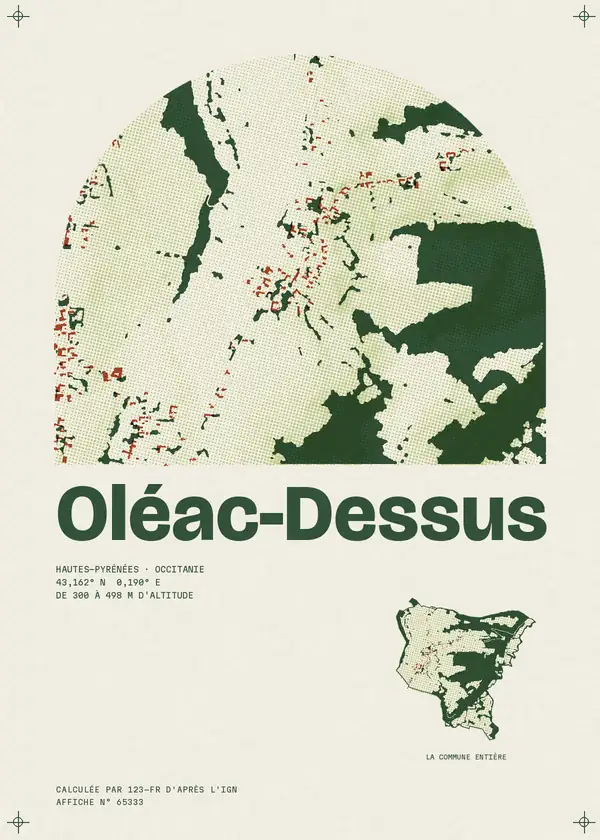 Affiche de Oléac-Dessus, calculée par 123-fr d'après l'IGN