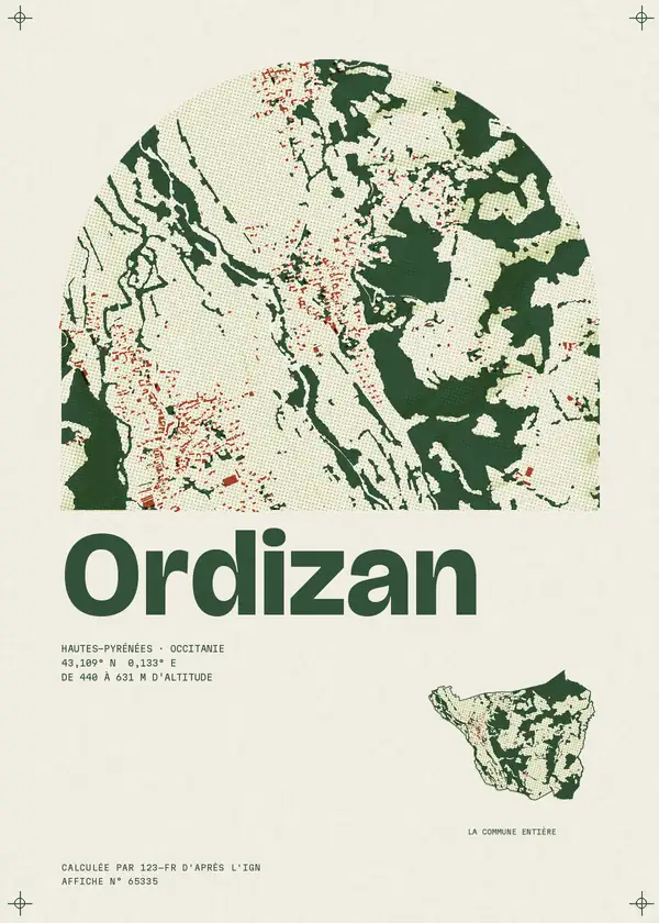 Affiche de Ordizan, calculée par 123-fr d'après l'IGN