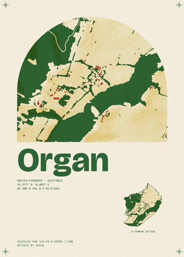 Affiche de Organ, calculée par 123-fr d'après l'IGN
