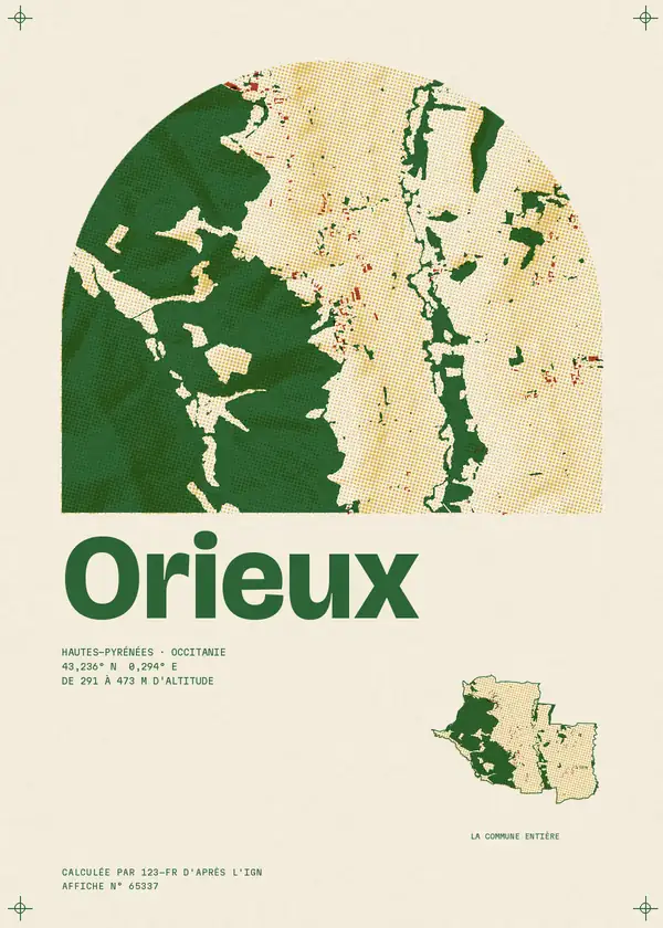 Affiche de Orieux, calculée par 123-fr d'après l'IGN