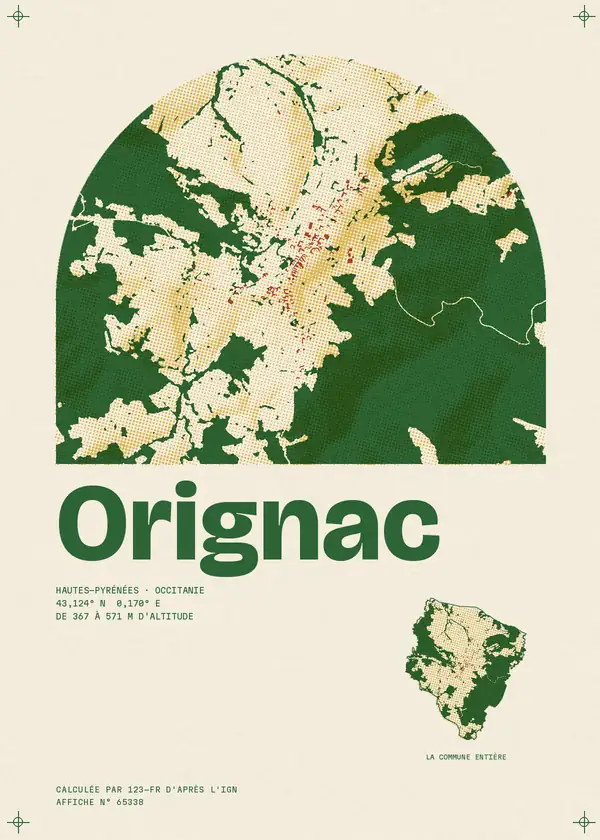 Affiche de Orignac, calculée par 123-fr d'après l'IGN