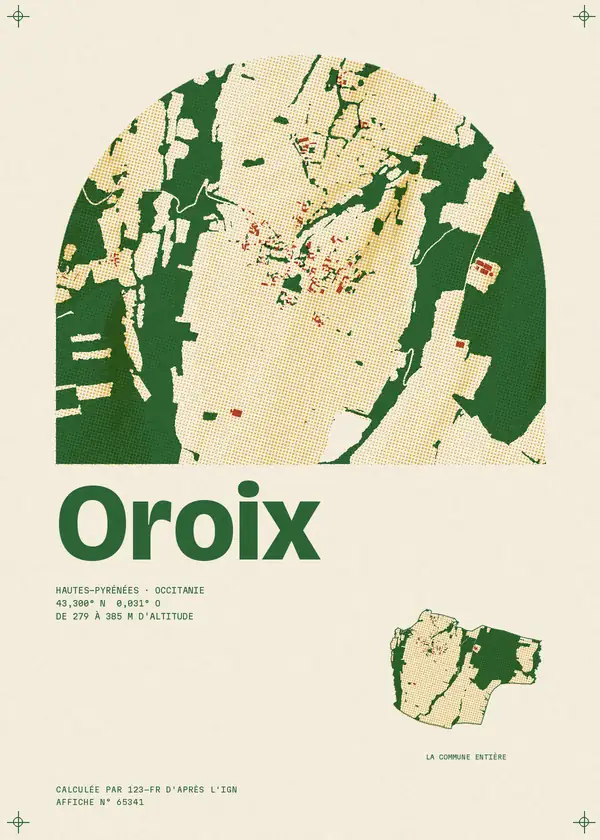 Affiche de Oroix, calculée par 123-fr d'après l'IGN