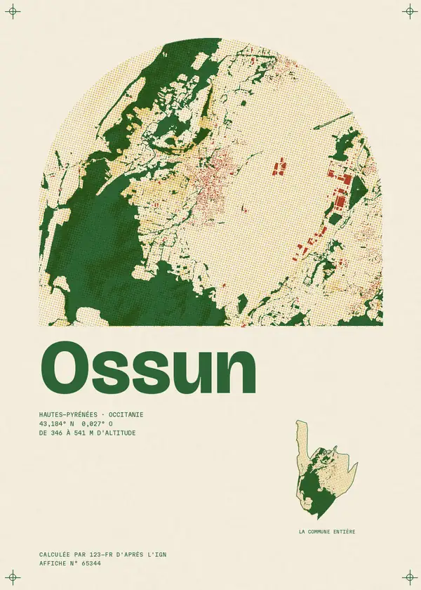 Affiche de Ossun, calculée par 123-fr d'après l'IGN
