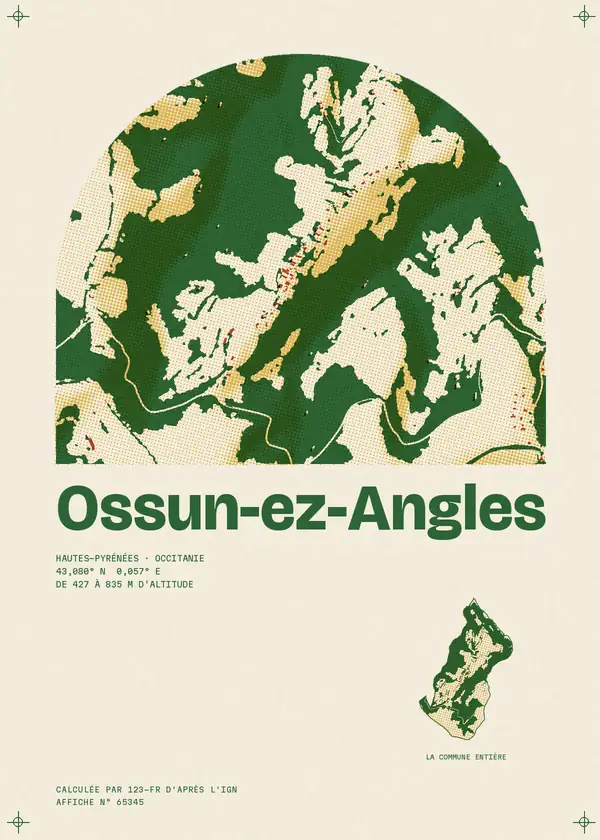 Affiche de Ossun-ez-Angles, calculée par 123-fr d'après l'IGN
