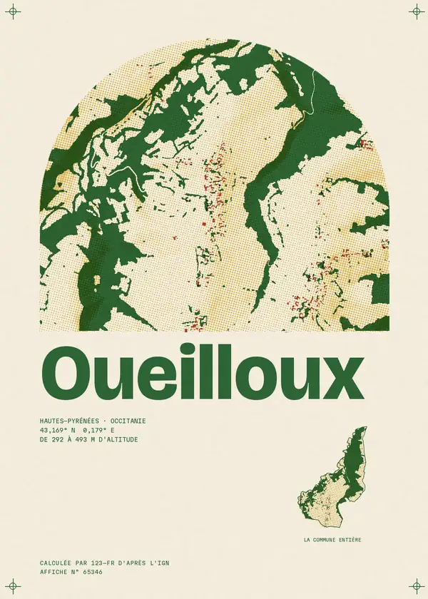Affiche de Oueilloux, calculée par 123-fr d'après l'IGN