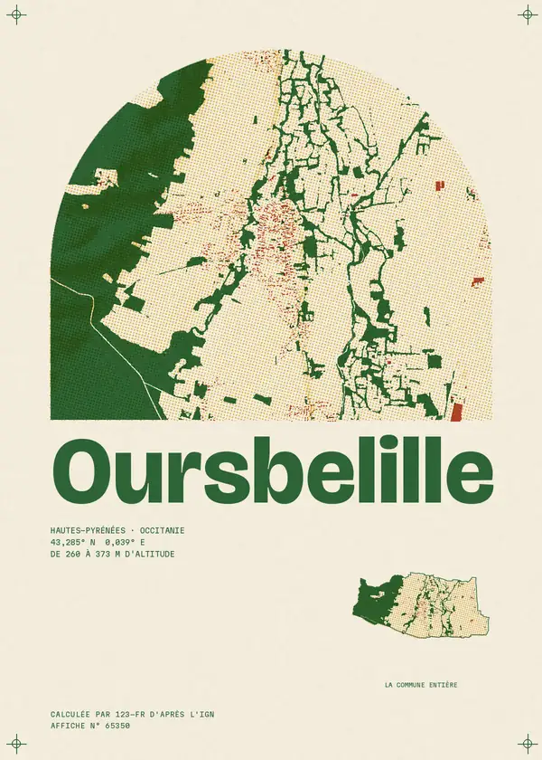 Affiche de Oursbelille, calculée par 123-fr d'après l'IGN