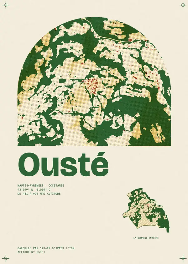 Affiche de Ousté, calculée par 123-fr d'après l'IGN