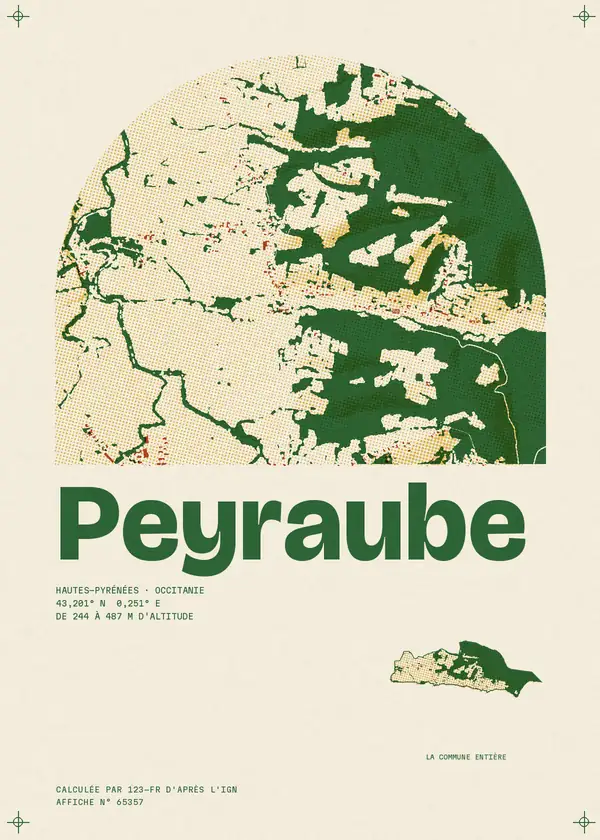 Affiche de Peyraube, calculée par 123-fr d'après l'IGN