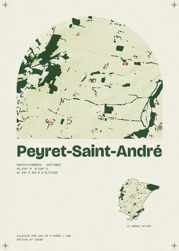 Affiche de Peyret-Saint-André, calculée par 123-fr d'après l'IGN